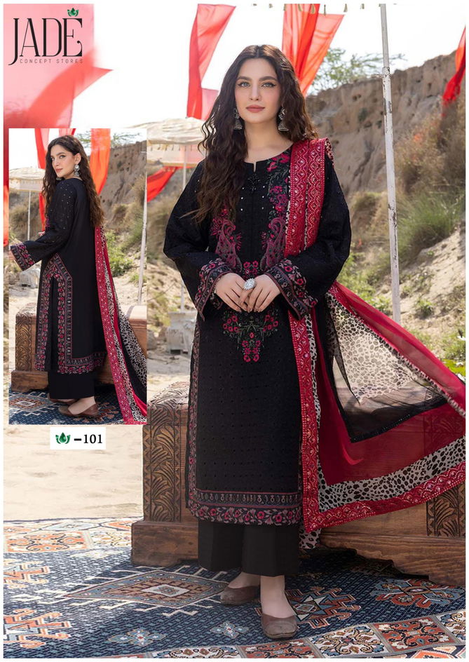 Jade Crimson Cotton Dress Material Catalog
